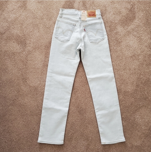 Levi's Wedgie High Rise Waisted Straight Jeans Light Blue Wash Vintage - Picture 10 of 11